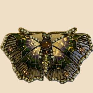 Papillon Austrian Crystal Butterfly Pin - Green by Two's Company
